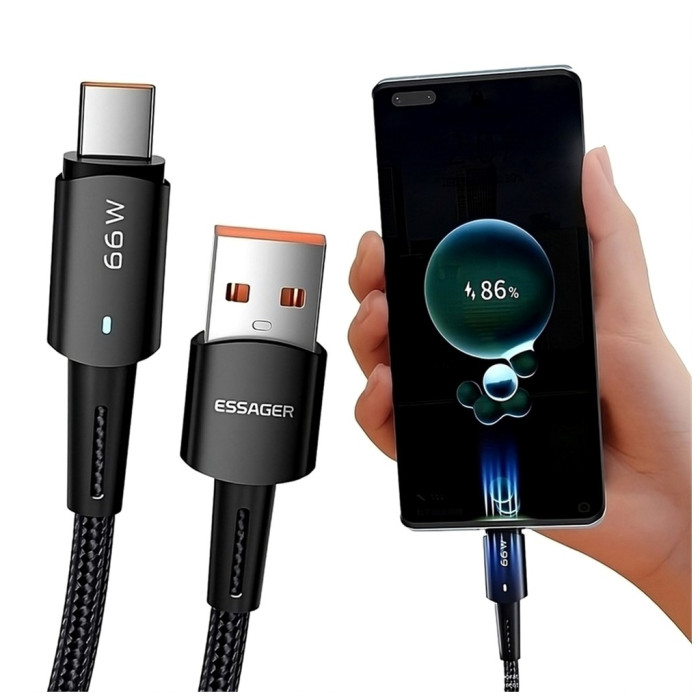 Дата кабель USB 2.0 AM to USB-C 0.5m 6A Essager (EXCT-CGB01)