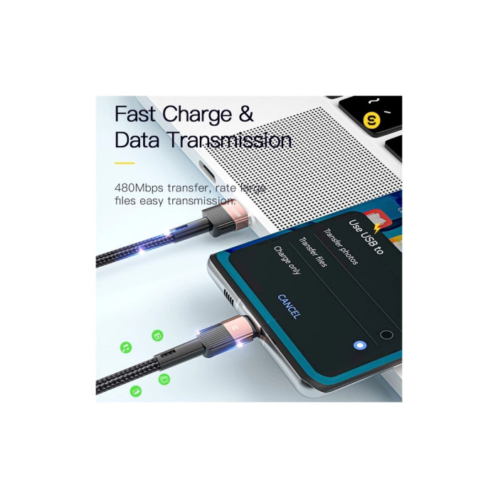 Дата кабель USB 2.0 AM to USB-C 1.0m 7A black Essager (EXCT-XC01)