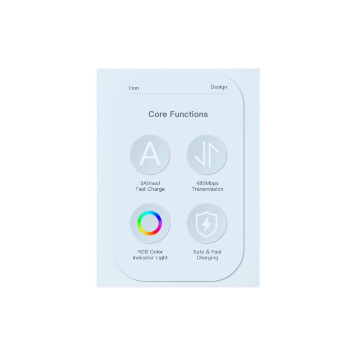 Дата кабель USB 2.0 AM to USB-C 1.0m 3A LED blue Essager (EXCT-XCD03)