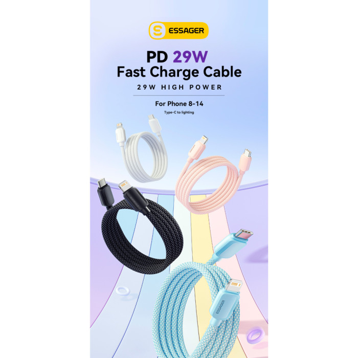 Дата кабель USB-C to Lightning 1.0m 20W blue Essager (EXCTL-WL03-P)