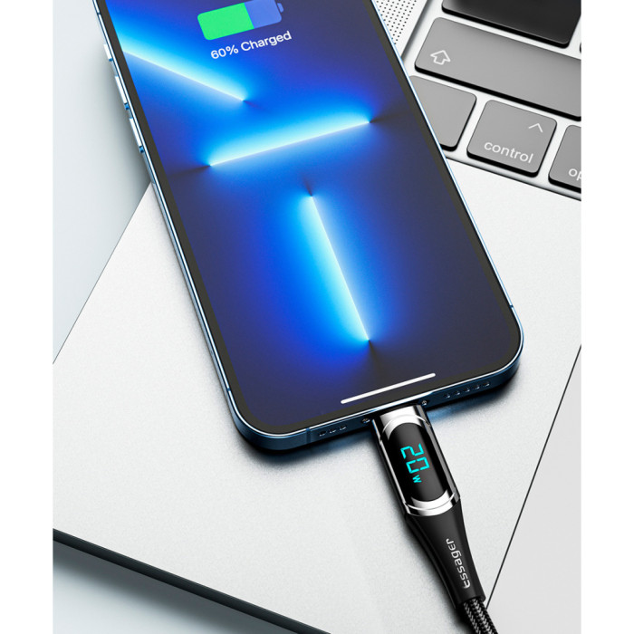 Дата кабель USB-C to Lightning 1.0m 20W Digital Display black Essager (EXCTL-YD01)