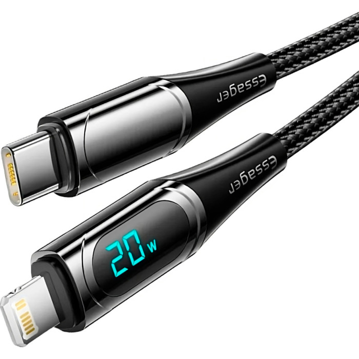Дата кабель USB-C to Lightning 2.0m 20W Digital Display black Essager (EXCTL-YDA01)