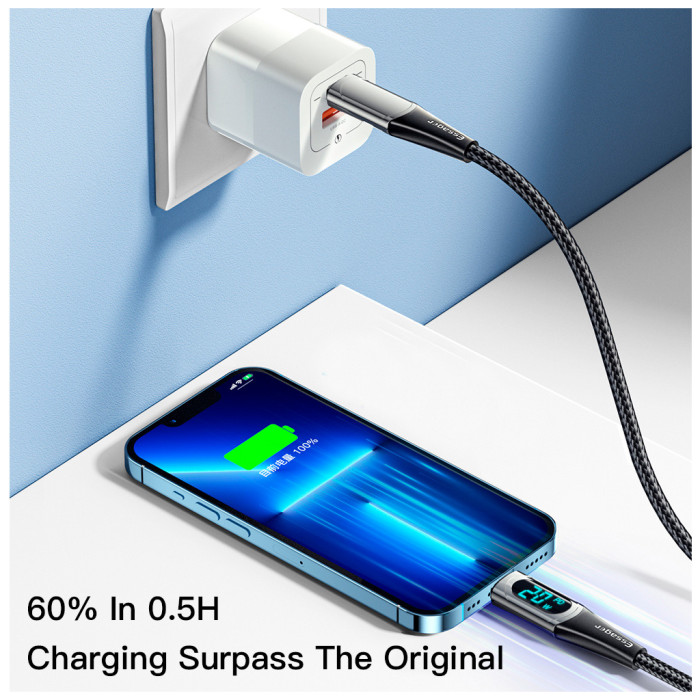 Дата кабель USB-C to Lightning 2.0m 20W Digital Display blue Essager (EXCTL-YDA03)