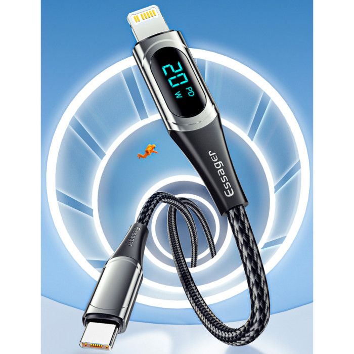 Дата кабель USB-C to Lightning 2.0m 20W Digital Display blue Essager (EXCTL-YDA03)
