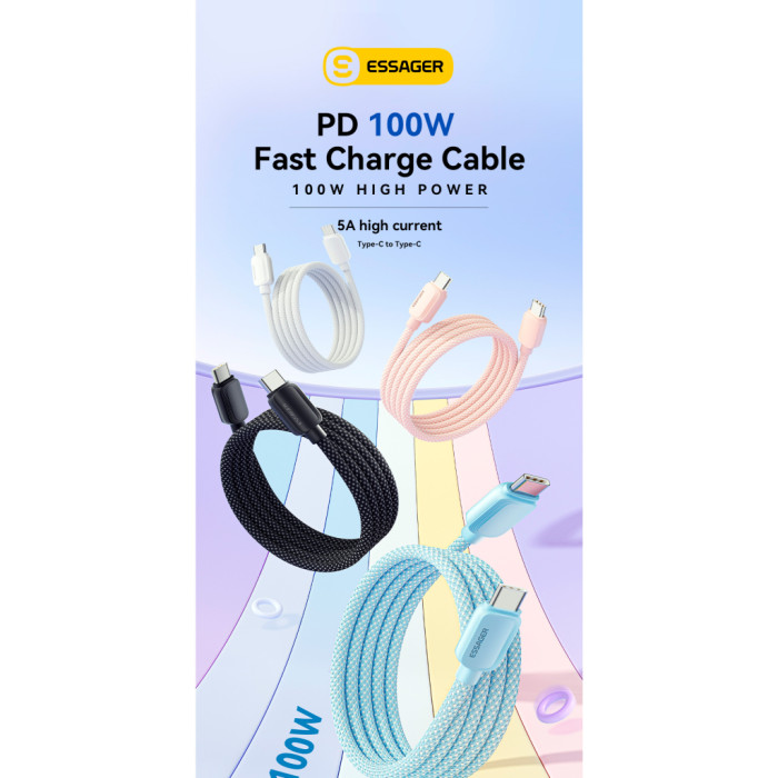 Дата кабель USB-C to USB-C 2.0m 100W white Essager (EXCTT1-WLA02-P)