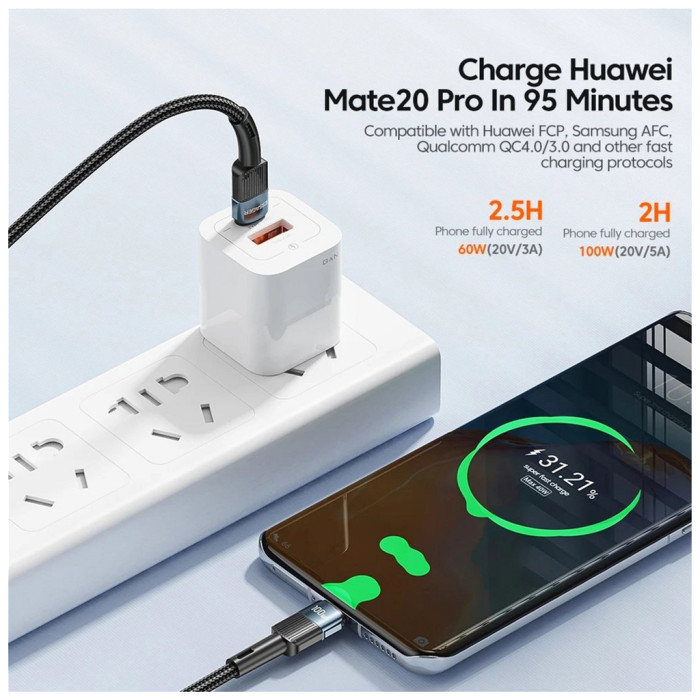 Дата кабель USB-C to USB-C 1.0m 100W blue Essager (EXCTT1-XC03)