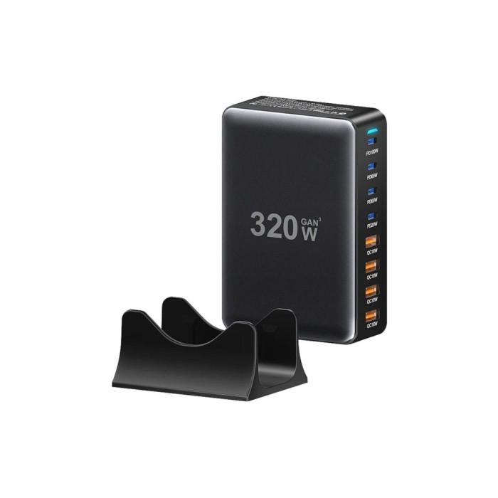 Зарядний пристрій Essager 4xUSB-C + 4xUSB 320W GaN (EZC320W-QJB0G-Z)