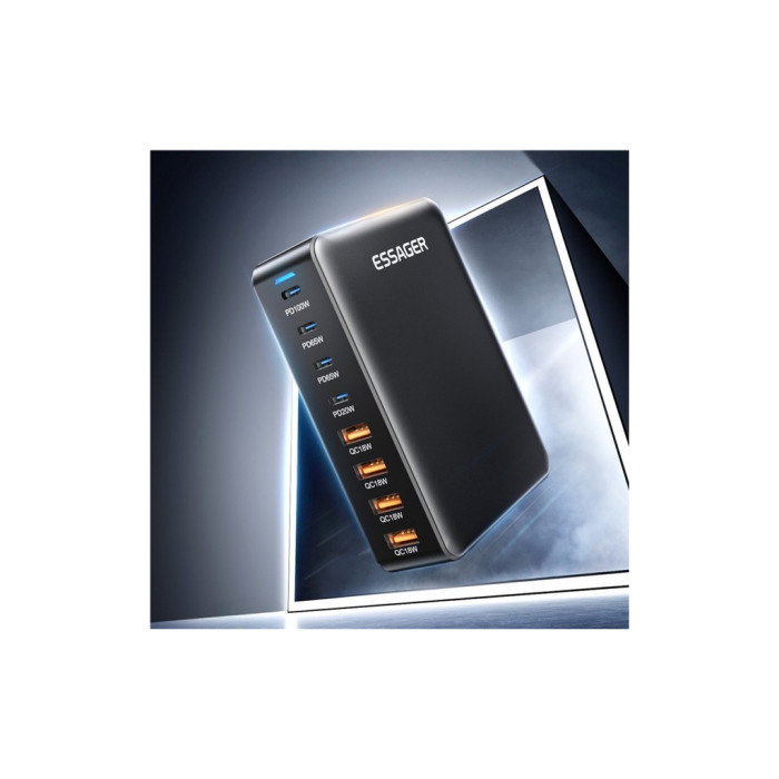 Зарядний пристрій Essager 4xUSB-C + 4xUSB 320W GaN (EZC320W-QJB0G-Z)