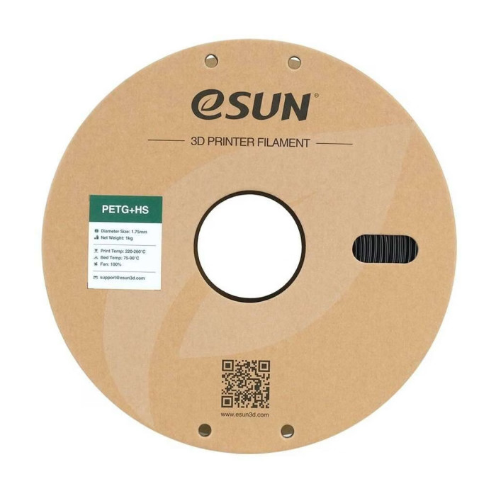Пластик для 3D-принтера eSUN ePETG+HIGH SPEED 1,75mm 1kg SOLID BLACK (EPETG+HS-P175SB1)