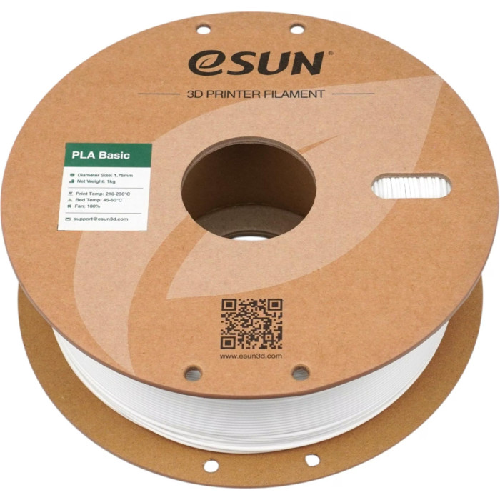 Пластик для 3D-принтера eSUN PLA BASIC 1,75mm 1kg WHITE (PLA-BASIC175W1P1)