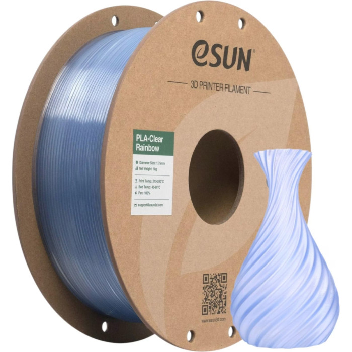 Пластик для 3D-принтера eSUN PLA Clear Rainbow 1,75mm 1kg Blue-Crystal (PLA-CLRB175O-CB1P1)