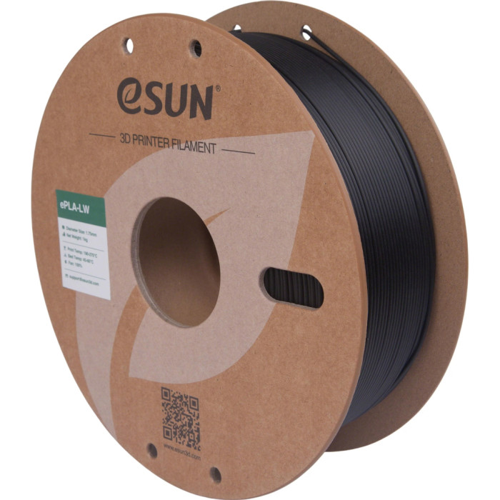 Пластик для 3D-принтера eSUN PLA LW 1,75mm 1kg BLACK (PLA-LW175B1P1)