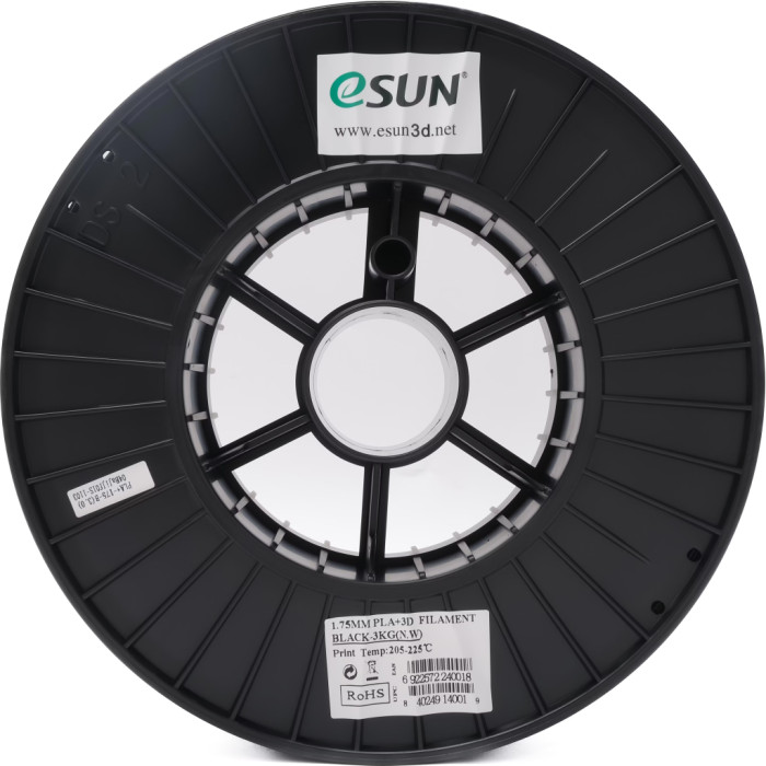 Пластик для 3D-принтера eSUN PLA+ 1.75мм, 3кг, Black (PLA+175B3)