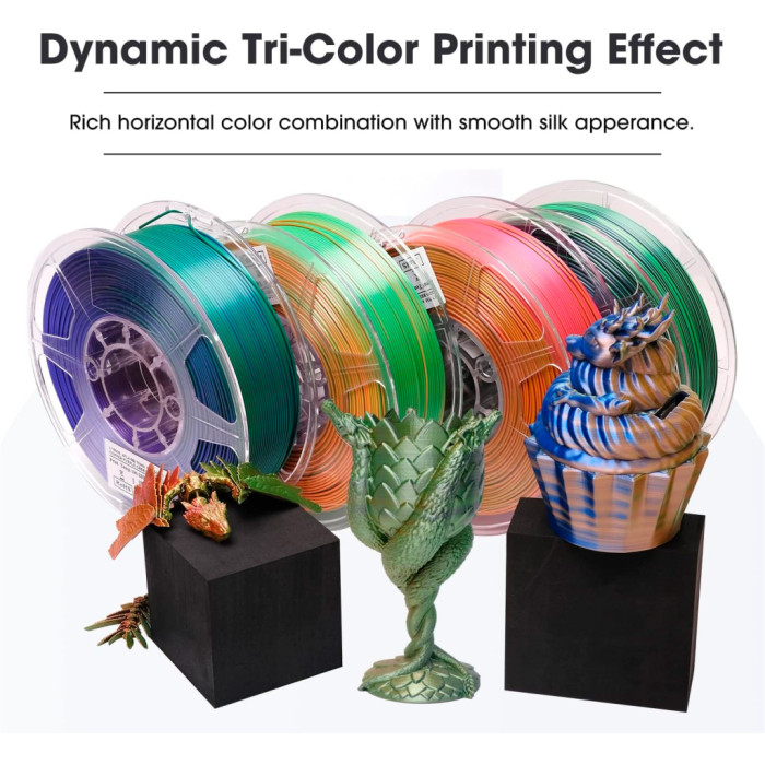 Пластик для 3D-принтера eSUN ePLA-Silk Mystic 1.75мм 1kg gold-red-green (ePLA-SilkMystic-P175GRG1)