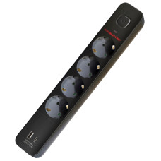Мережевий фільтр живлення EUROELECTRIC Х4 10А 2м USB, Type-C, Black (EE-104USB/C-2M Black)