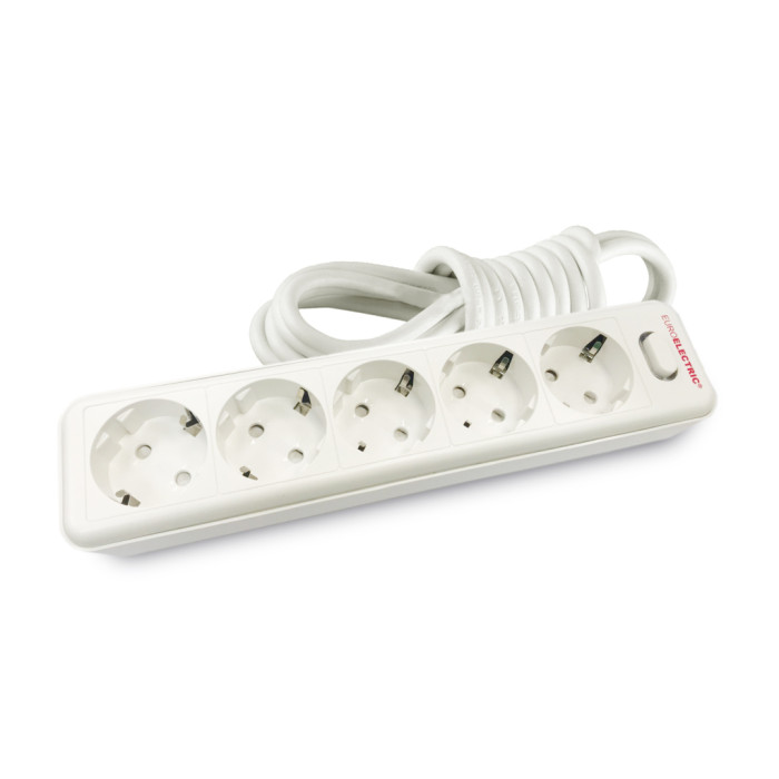Мережевий фільтр живлення EUROELECTRIC Х5 10А 3м White (EE-105-3M)