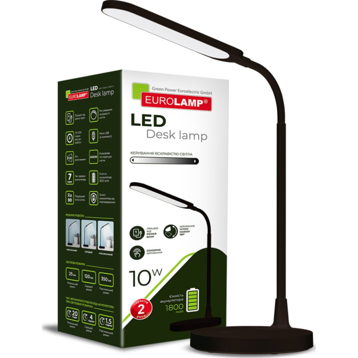 Настільна лампа Eurolamp LED 10W 350lm 4000K 1800mAh (LED-TLB-10W(black))
