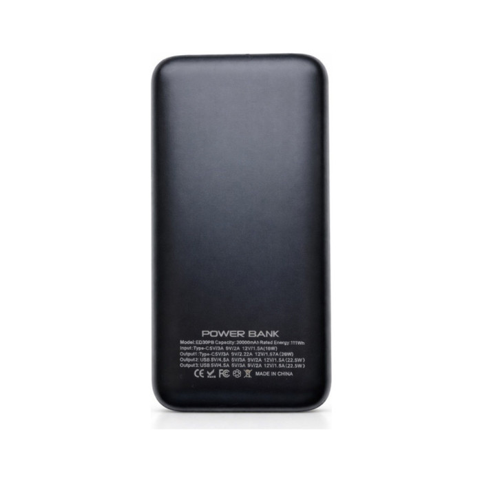 Батарея універсальна Extradigital 30000mAh, 22.5W, black (ED30PB)