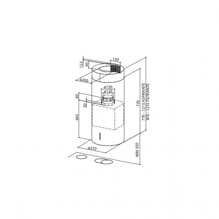 Витяжка кухонна Faber CYLIND I.EVO PLUS BK MATT A37