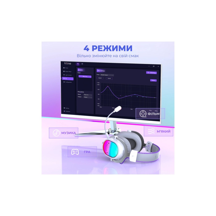 Навушники Fifine H16 7.1 RGB White (H16W)