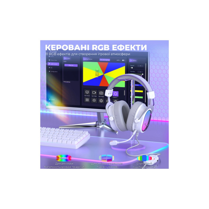 Навушники Fifine H16 7.1 RGB White (H16W)