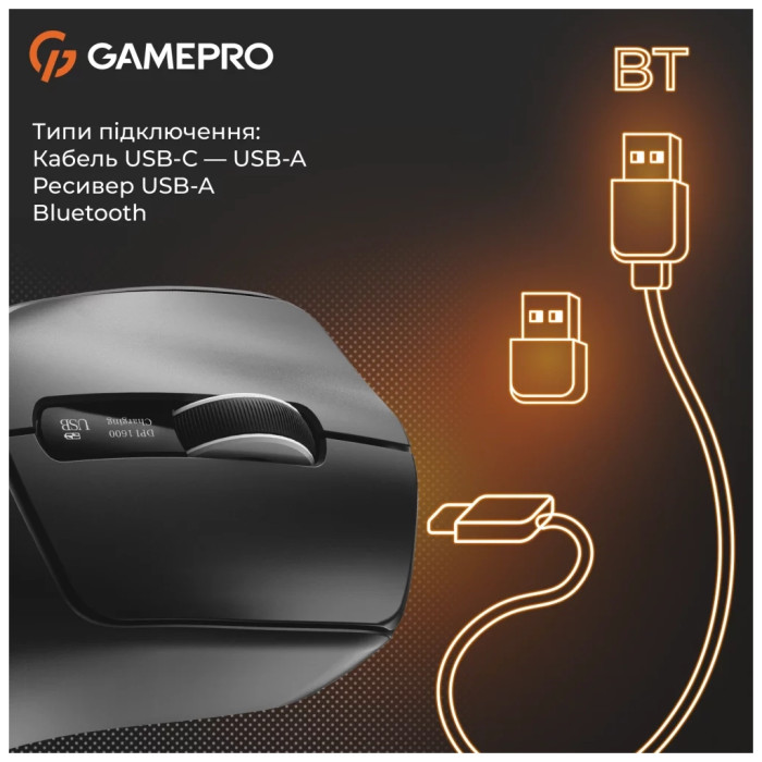 Мишка GamePro Genesis Ranker Wireless/Bluetooth/USB Black (GM012B)