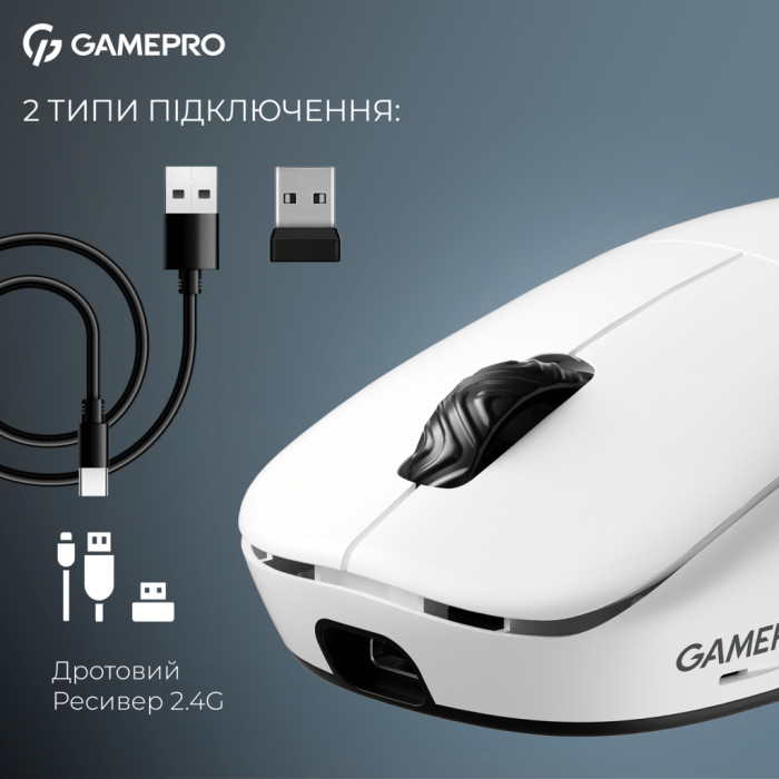 Мишка GamePro Asgard Loki Wireless/USB White (GM022W)