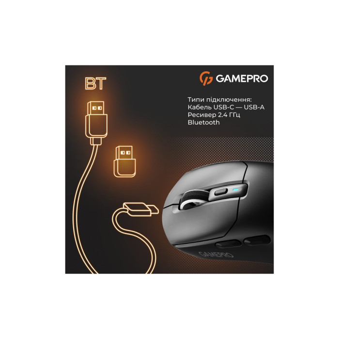 Мишка GamePro Genesis Airmaster Wireless/Bluetooth/USB Black (GM167B)
