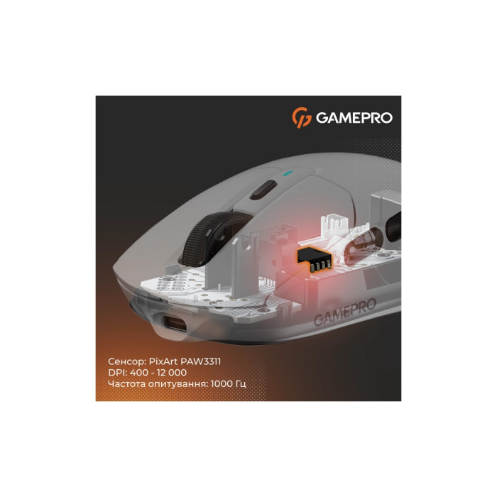 Мишка GamePro Genesis Airmaster Wireless/Bluetooth/USB White (GM167W)