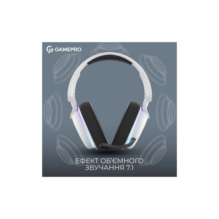 Навушники GamePro Asgard Bragi 7.1 RGB Tri-Mod White (HSW250W)