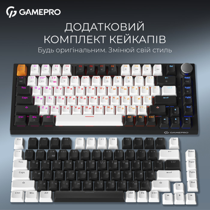Клавіатура GamePro Asgard Valhalla QLAB Sakura Switch RGB Bluetooth/Wireless/USB-C UA Black (MK160-B-QS-PRO)