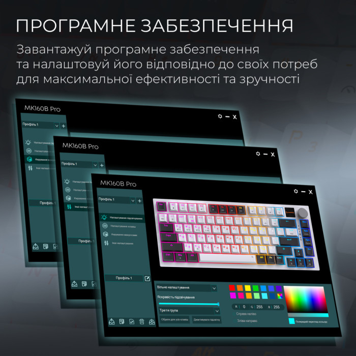 Клавіатура GamePro Asgard Valhalla Pro QLAB Sakura Switch RGB Bluetooth/Wireless/USB-C UA White (MK160-W-D-QS-PRO)