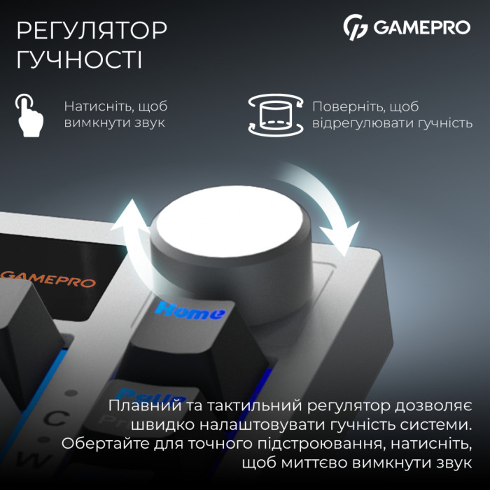 Клавіатура GamePro Asgard Valhalla Pro QLAB Sakura Switch RGB Bluetooth/Wireless/USB-C UA White (MK160-W-D-QS-PRO)