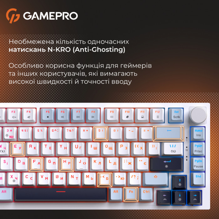 Клавіатура GamePro Genesis Warden MK160BL Outemu Swithes USB White (MK160BL)
