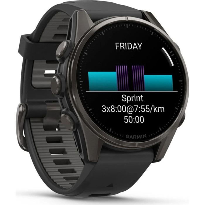 Смарт-годинник Garmin fenix 8 43mm, AMOLED, Saph, CrbnGry Ti/Blk, Blk/PebblGryBnd, (010-02903-21)