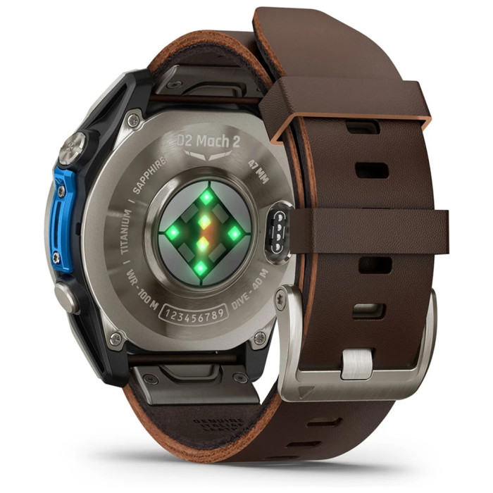 Смарт-годинник Garmin D2 Mach 2, 47mm, Saph, Bare Ti/Blk w/LthrBd, GPS (010-02904-31)