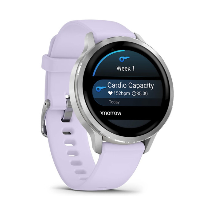 Смарт-годинник Garmin Venu 4 (41mm), Gray w/ Silver + Periwinkle, GPS смарт-годинник (010-03013-01)