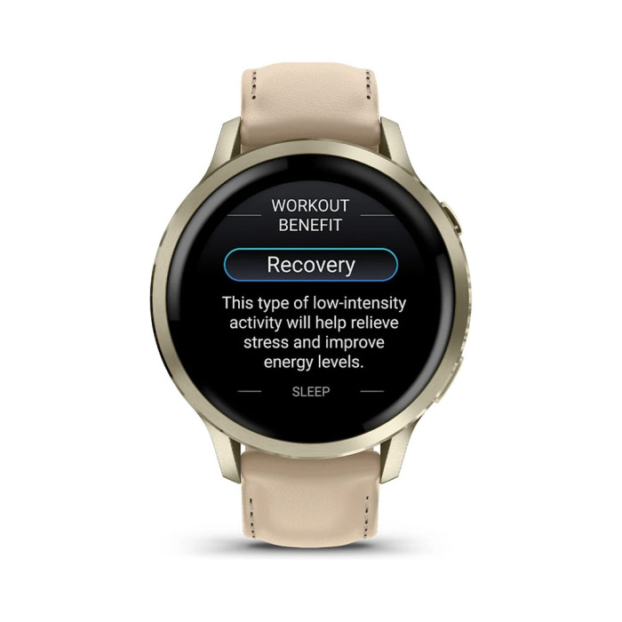 Смарт-годинник Garmin Venu 4 (41mm), Beige w/ Lunar Gold + Leather, GPS смарт-годинник (010-03013-03)