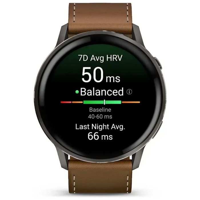 Смарт-годинник Garmin Venu 4 (45mm), Black w/ Slate + Leather, GPS смарт-годинник (010-03014-03)