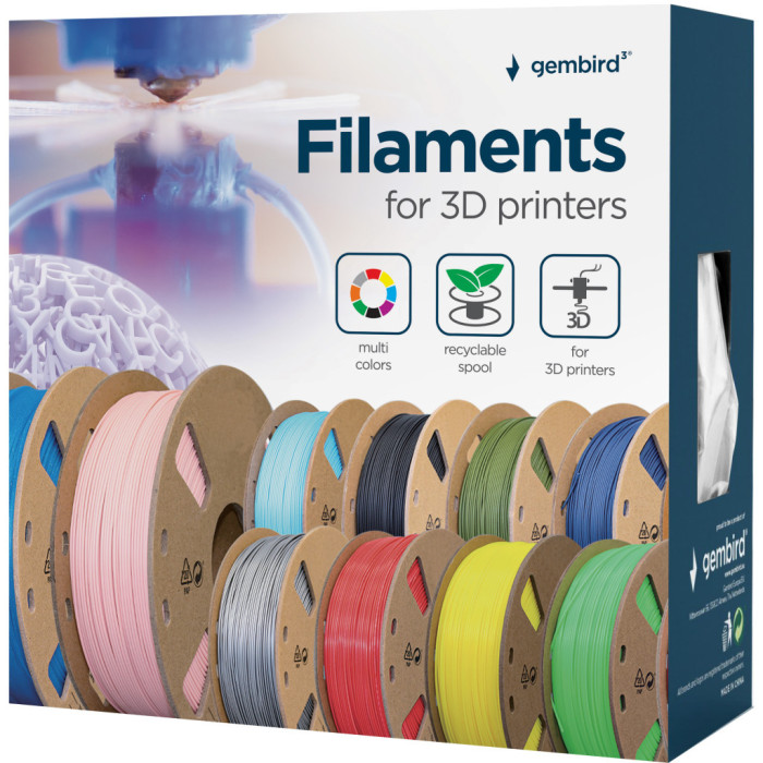 Пластик для 3D-принтера Gembird ABS, 1.75 мм, 1kg, white (3DP-ABS1.75-01-W)