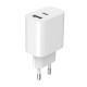 Зарядний пристрій Gembird 1xUSB-A+1xUSB-C 5V/2.4A (12W) white (TA-UC-2AC12-01)