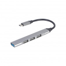 Концентратор Gembird USB-C 4 ports (1xUSB3.1+3xUSB2.0) metal silver (UHB-CM-U3P1U2P3-02)