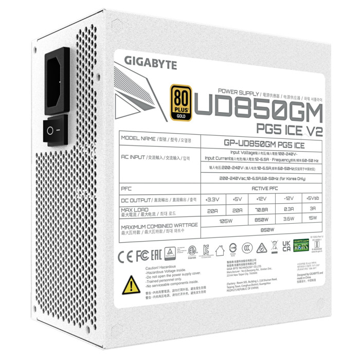 Блок живлення GIGABYTE 850W (GP-UD850GM PG5 ICE)