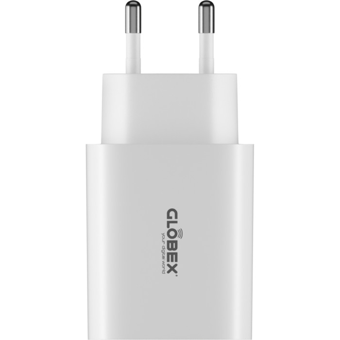 Зарядний пристрій Globex 2xUSB-C 30W FastPower white (30WCC)