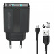 Зарядний пристрій Grand-X CH-15UMB (5V/2,1A + DC cable 2,4А USB -> Micro USB 1m) Black (CH-15UMB)