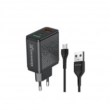 Зарядний пристрій Grand-X Fast Charge 3-в-1 QC3.0, FCP, AFC, 18W + cable microUSB (CH-650M)