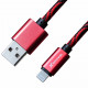 Дата кабель USB 2.0 AM to Lightning 1.0m Red/Black Grand-X (FL05RB)