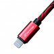 Дата кабель USB 2.0 AM to Lightning 1.0m Red/Black Grand-X (FL05RB)