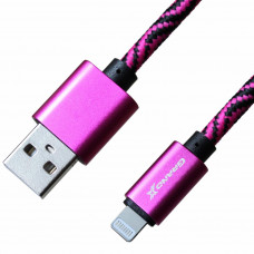 Дата кабель USB 2.0 AM to Lightning 1.0m Rose/Black Grand-X (FL05RSB)