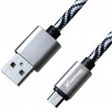 Дата кабель USB 2.0 AM to Micro 5P 1.0m Cu, 1.5A, White/Black Grand-X (FM05WB)